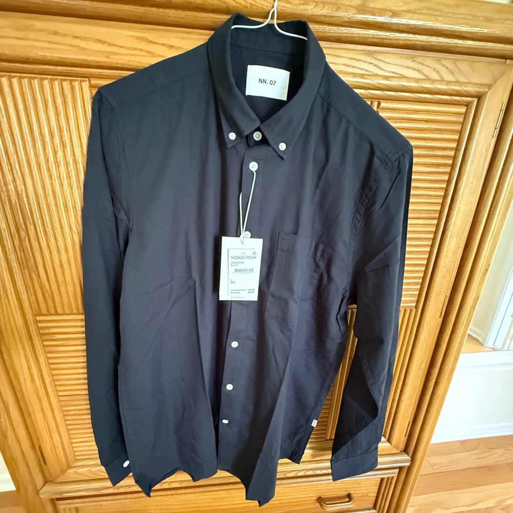NN07 Men's Black Casual Button-Down Shirt